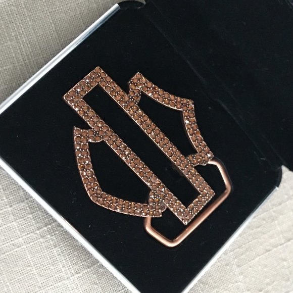 Harley-Davidson Accessories - Rose gold & Orange rhinestone belt buckle